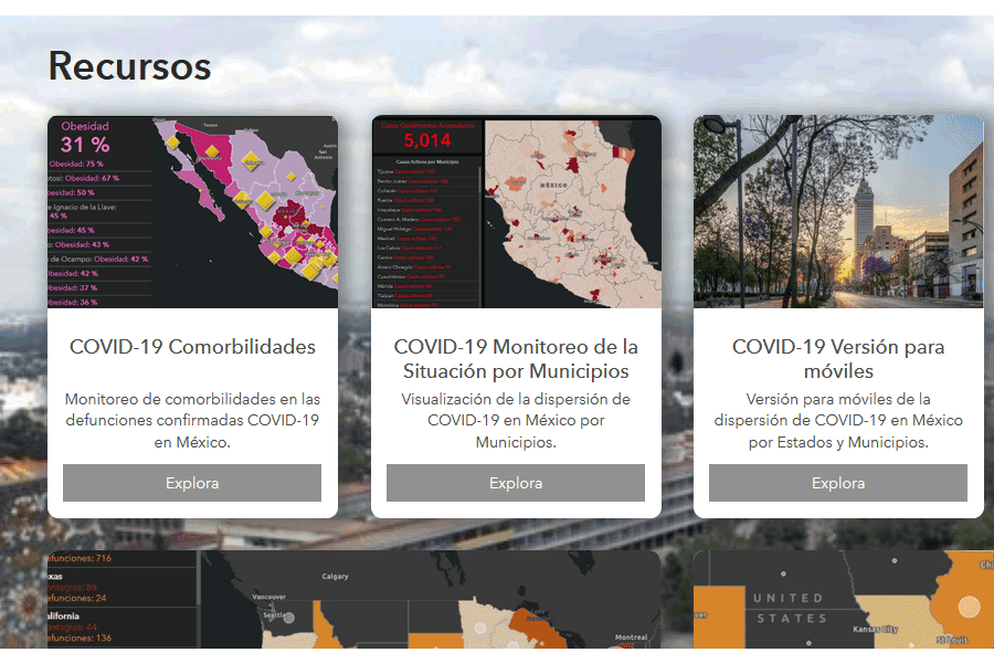 Imagen Centro de información geográfica de la UNAM sobre COVID-19 en México